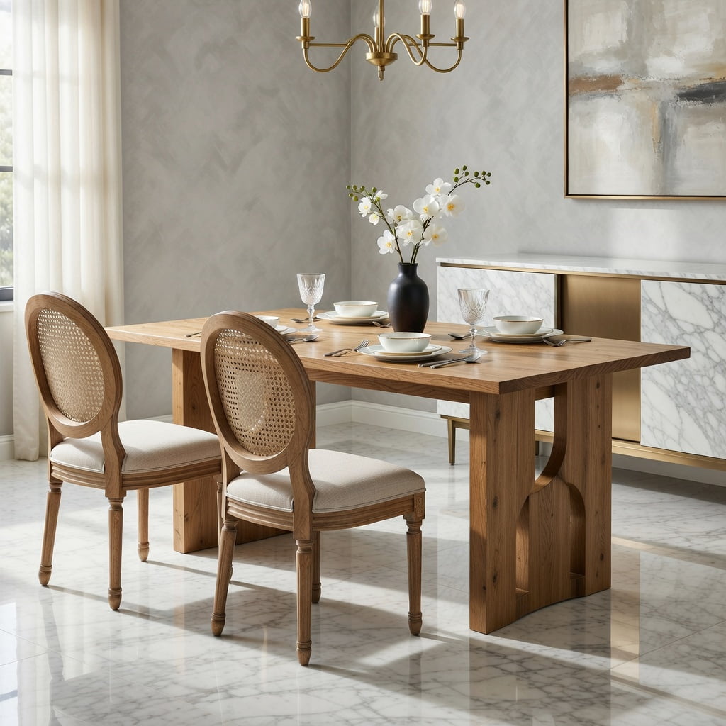 Hommoo 63 Inch Solid Wood Farmhouse Dining Table for 4-6 People, Rustic Kitchen Table with Cutout Base Design, Sturdy Natural Wood Dining Table for Modern & Traditional Interiors, Natural