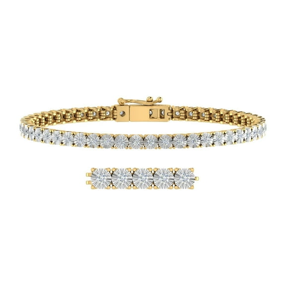 1 Carat Diamond Tennis Bracelet in 18K Yellow Gold over Sterling Silver (7.5 Inch)