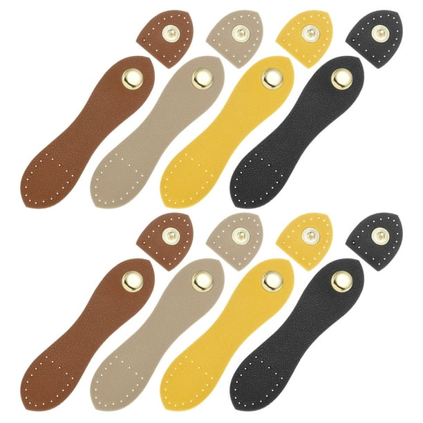 Uxcell 8 Pcs Hebillas de presión de cuero Cierres de botón cosidos en tableros de cuero para suministros de fabricación de carteras y fundas de teléfono móvil DIY (Amarillo/Negro/Marrón/Khaki)