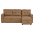 thumbnail image 3 of Laura Caramel Leather Sectional Sleeper Sofa with Pull Out Bed & Storage Chaise, 3 of 10