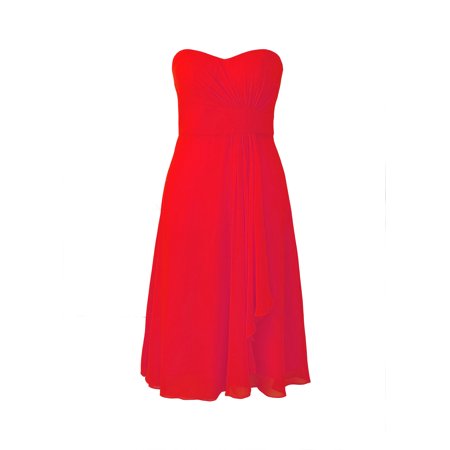 Faship Womens Elegant Strapless Sweetheart Neckline Short Formal Dress Red -