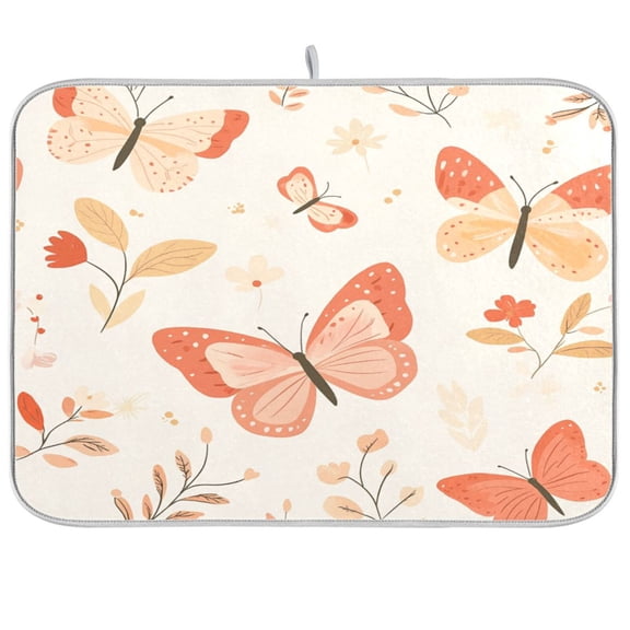 Dish Drying Mat for Kitchen Counter | Reversible, Super Absorbent & Hanging | 16x18 / 18x24 Inch (S/M),Butterfly
