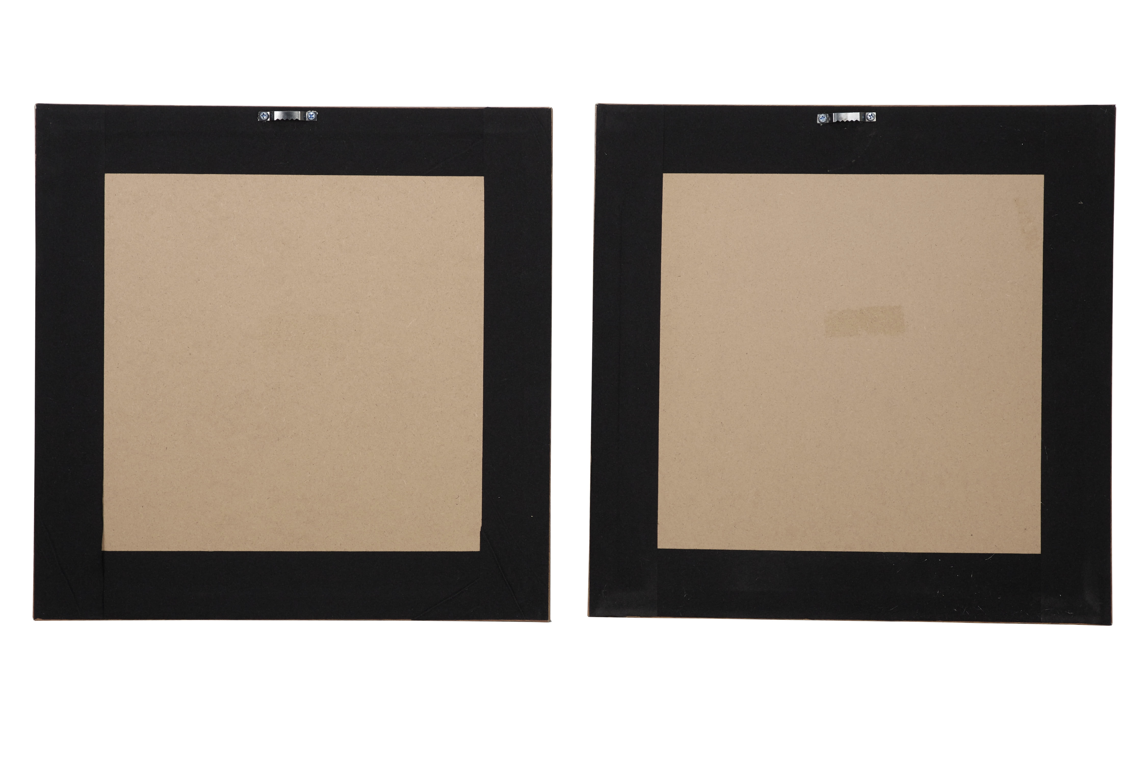 Decmode Eclectic Style Brown & Black Feather Shadow Box Wall Décor in Square Wood Frames, Set of 2: 15” x 15”