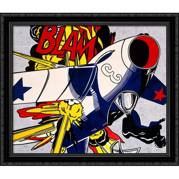 Blam 32x28 Large Black Ornate Wood Framed Canvas Art by Roy Lichtenstein
