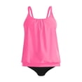 thumbnail image 4 of NIEWTR Bathing Suit For Womens Wide Strap Square Neck Tankini Set, Solid Tummy Control Bottoms Swimsuit(Hot Pink,L), 4 of 4