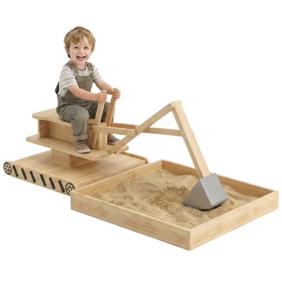 Qaba Bac à Sable en Bois avec Pelle, Bac à Sable Extérieur pour Enfants avec Siège à 360°