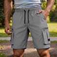 thumbnail image 5 of Men Summer Shorts Comfy Summer Lightweight Beach Shorts for Men Loose Breathable Quick Dry Short Pants with Zipper Pockets Gray XXL, 5 of 8