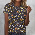 thumbnail image 1 of Fiudx Ofertas de La Semana Blusas de Cuello Redondo para Mujer Camisetas de Manga Corta Top Estampado, 1 of 4