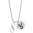 thumbnail image 1 of Delight Jewelry Silvertone Dance Infinity Sign Silvertone Script Initial Disc - Y - Charm Necklace, 20"+3", 1 of 4