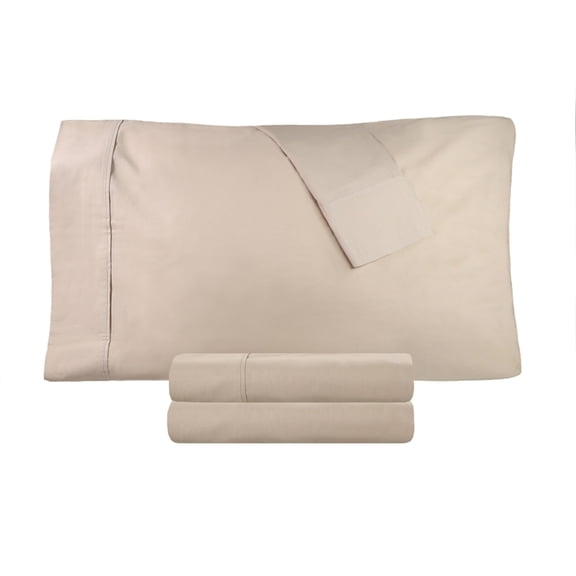 Superior Tierney Cotton Percale Pillowcase Set, King, Tan