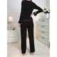 thumbnail image 5 of Conjuntos de Pijama para Mujer Ideales para Estar en Casa Conjunto Dos Piezas para Otoño Pijama de Larga Acanalada A Juego Ropa de Dormir y Estar en Casa Negro M, 5 of 9