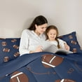 thumbnail image 5 of jejeloiu Ball Game Rugby Bedding Comforter Set,American Ball Twin Comforter Sets,Blue Brown Bedding Set For Child,Microfiber Bedroom Decor Reversible,3-Piece, 5 of 9