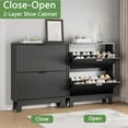 thumbnail image 5 of XgoodX Shoe Cabinet with 2 Flip Drawers, 37" Tall Narrow Fluted Shoe Storage Organizer for Entryway, Hidden Slim Wooden Shoe Rack Cabinet for Front Door Entrance, Hallway, Living Room, Solid Black, 5 of 7