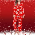 thumbnail image 4 of Lorytime Women Pjs Sets Christmas Snowflakes Long Sleeved Collared Tops Elastic Waist Pants Holiday Loungewear, 4 of 7