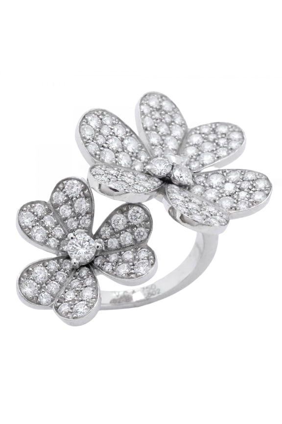 Pre-Owned Van Cleef & Arpels Frivole Entre d'Or Ring, 18K White Gold, Diamond, Size 52,...
