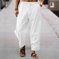 thumbnail image 2 of SHIXIAOO Men's Pocket Loose Low Waist Drawstring Linen Pants Casual Pants Jogging, 2 of 7