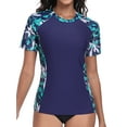 thumbnail image 1 of Charmo Color Blocked Swimsuit Tops for Womens Sun Protection UPF 50+ Rash Guard Quick Dry Running Swim Shirts, 1 of 8