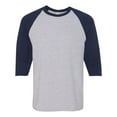 thumbnail image 5 of Gildan Men 3/4 Sleeve Raglan T-Shirt, Three-Quarter Tee - Heavy Cotton Sport Grey/Navy, Sizes S-3XL, Baseball Shirt, 5 of 5