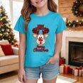 thumbnail image 2 of sdbrld Girls Christmas Shirts Kids Short Sleeve Xmas Ugly Graphic Tees Gift for Children Sky Blue Sizes 3-4 Years, 2 of 4