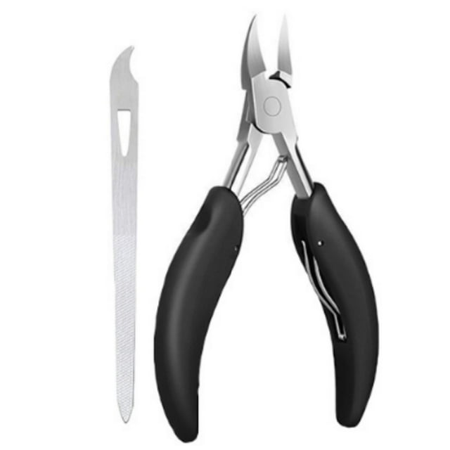 Professional Thick Nail Clippers, Ingrown Nail Tools with Medical Grade Stainless Steel Blade, Non-Slip Handle for Optimal Control, Heavy Duty Nail Nippers (Black)