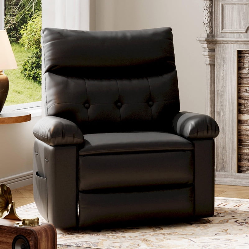 TROPOW Oversized PU Leather Recliner Chair, Extra Wide Manual Recliner for Adults, Lazy Chair Single Sofa with 1.5X Sponge Comfort Arm, Thick Cushion and Back, for Living Room, Bedroom