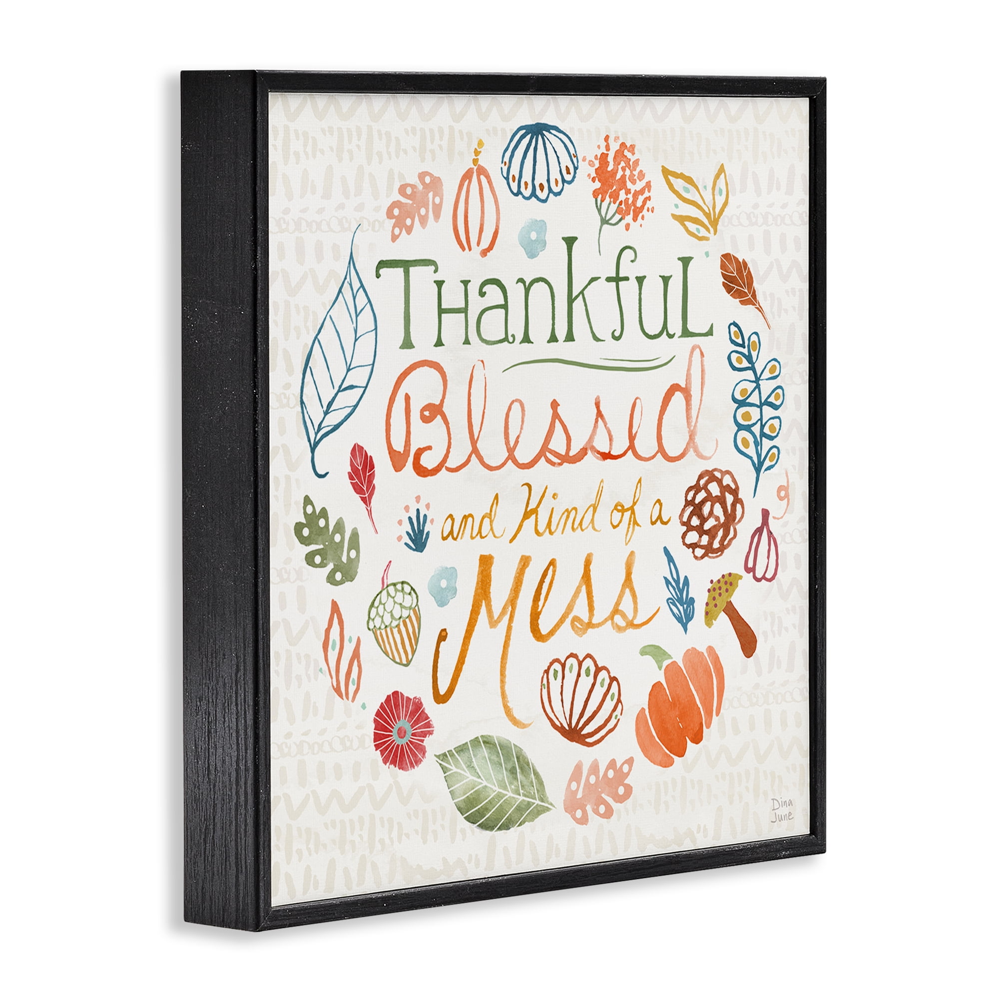 Stupell Industries Kind Of A Mess Autumnal Holiday Painting Black Framed Art Prints Wall Art, 12 x 12