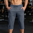 thumbnail image 2 of Maean Mens Capri Pants Workout Gym Running Elastic Waist Drawstring Shorts Casual Baggy Pant with Pockets, 2 of 7