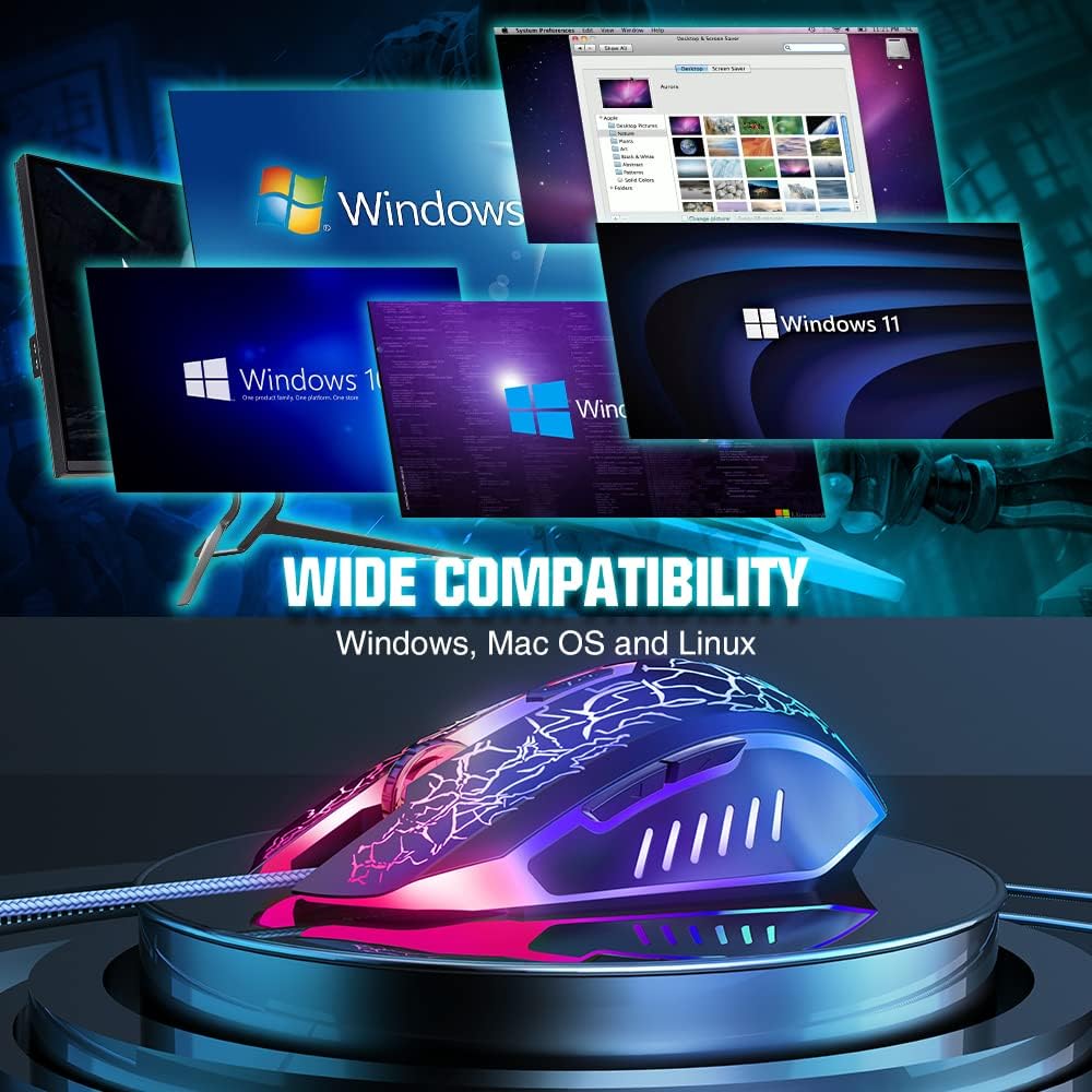BENGOO Wired Gaming Mouse, Ergonomic with RGB Backlit, Black photo 6