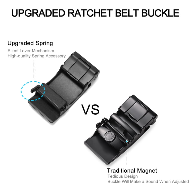 Sendefn Men's Leather Belt, Ratchet Buckle, Black photo 2