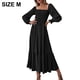 thumbnail image 2 of Vestido de mujer con escote cuadrado, manga larga, volantes, vestidos casuales largos, vestidos de fiesta de cóctel de cintura alta, 2 of 6