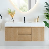 Siena 48" Wall-mounted Wood Vanity in Light Brown Artificial SInk no Mirror