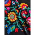 thumbnail image 3 of Women's Mexican Folk Art Floral Graphic T‑Shirt, Vibrant Fiesta Flower Embroidery‑Style Print Crew Neck Short Sleeve Casual Summer Tee, 3 of 8