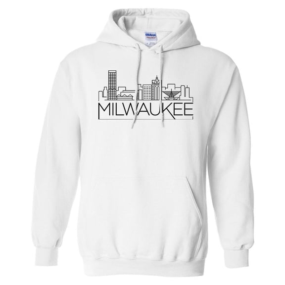 Skyline Milwaukee Wisconsin Hoodie Sweatshirt Unisex Large White