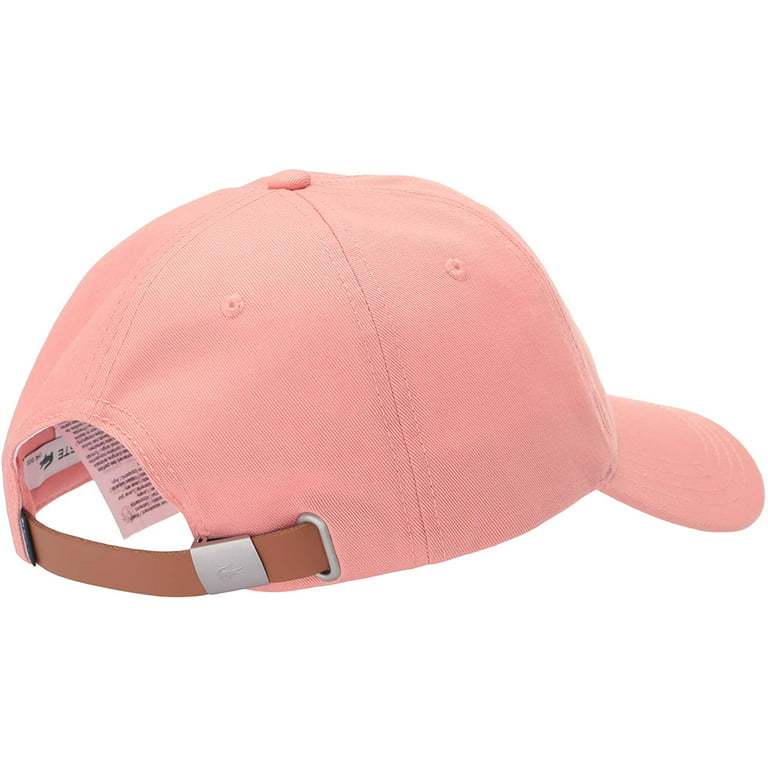 Lacoste Mens Big Croc Twill Adjustable Leather Strap Hat One Size Elf Pink