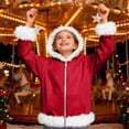 thumbnail image 5 of LTTVQM Christmas Hoodies for Girls Boys Funny Fleece Sherpa Lined Zip Up Santa Pullover Tops Casual Long Sleeve Warm Faux Fur Trim Furry Sweatshirtss Red 9-10 Years, 5 of 6