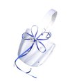 thumbnail image 3 of Matsuzay Cesta de niña de las flores de boda con doble corazón, decoración de diamantes de imitación de satén blanco Kits de decoración para fiestas azul, 3 of 6