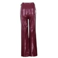 thumbnail image 3 of Stylish Women's Fashion Leather Wide Leg Flared Pants with Button Pockets for Trendy Winter Outfits, 3 of 7