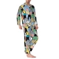 thumbnail image 2 of Susaid Different Cats Print Men's Long Sleeve Pajama Set, Two-Piece Button-Down Loungewear PJs Set, Comfortable Sleepwear for Relaxation-X-Large, 2 of 7