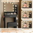 thumbnail image 7 of Pipleo 26.4" Small Makeup Vanity Set with Mirror and Lights, Modern Vanity Desk with Bench and Power Outlets, 7 of 7