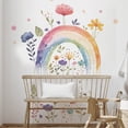 thumbnail image 1 of Adhesivos de pared, acuarela, arcoíris y flores, 30 x 120 cm, PVC, 1 of 4