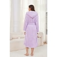 thumbnail image 4 of U2SKIIN Womens Hooded Fleece Robes, Soft Long Bathrobe Fluffy Warm Loungewear,(Purple Mel.2XL-3XL), 4 of 5