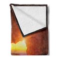 thumbnail image 2 of Natural Cave Soft Flannel Fleece Throw Blanket, Canyon at Sunset Time from the Cave Exploration Theme Secret Perspective, Cozy Plush for Indoor and Outdoor Use, 50" x 70", Green Orange, by Ambesonne, 2 of 5