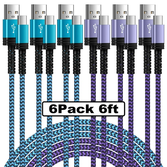 Type C Charger Fast Charging Cable 6ft,6PACK HopePow Usb A to Usb C Cable 6ft Charging Cable Android Charger High Speed Phone Charger Cord Type C Fast Charging