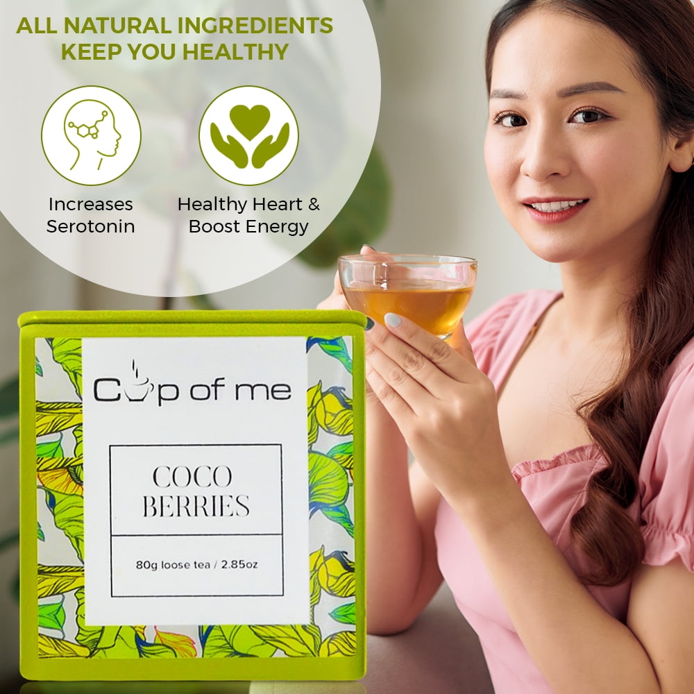 Cups of Me Berries Black Tea, Hibiscus, Cherry, Raspberry Fruity Loose leaf Tea, Herbal Tea, 2.85 oz