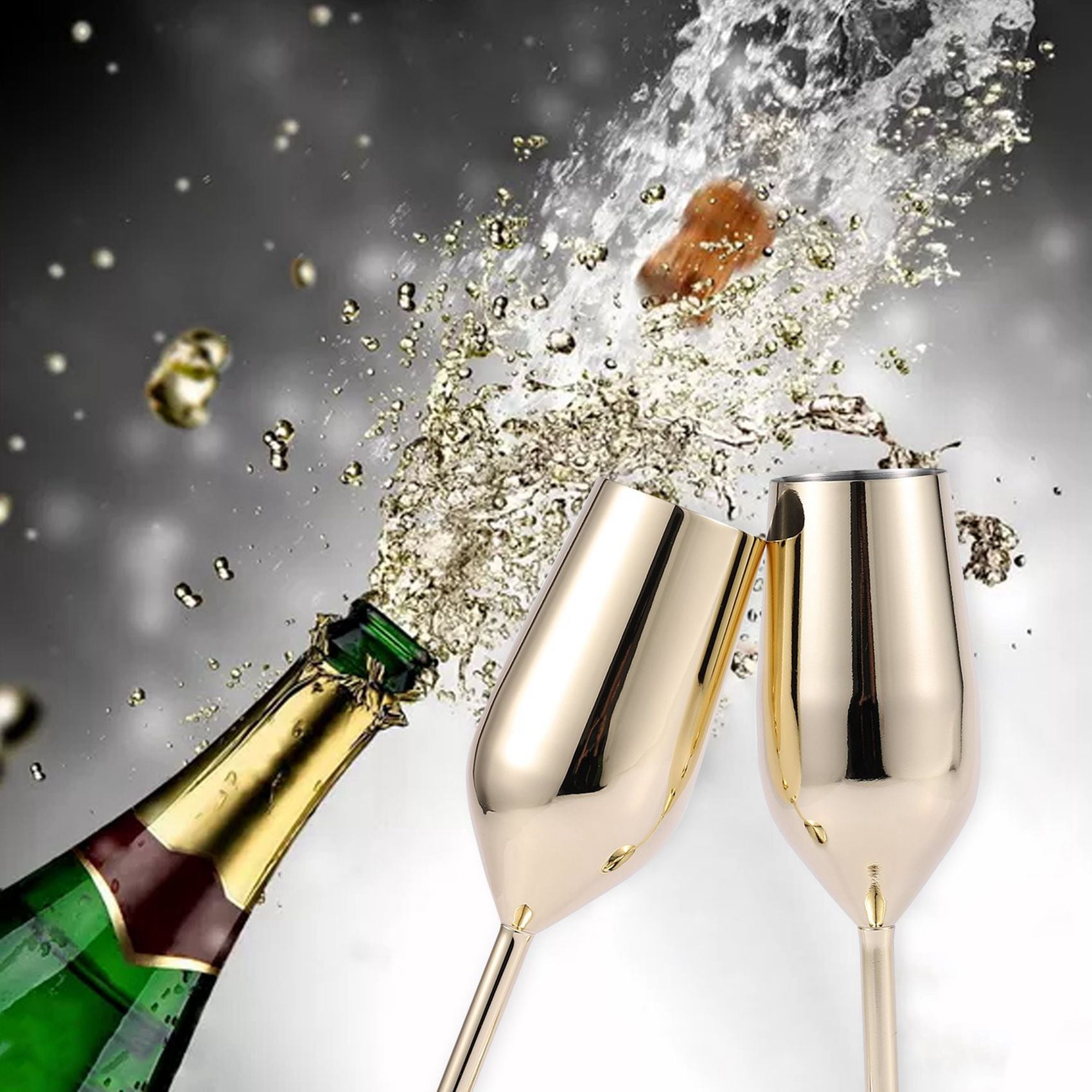6Pcs Set Shatterproof Champagne Glasses Brushed Gold Wedding Toasting Champagne Flutes Drink Cup Party Marriage Wine