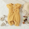 thumbnail image 2 of Mercatoo Toddler Baby Girl Summer Romper, Ruffle Fly Sleeve Rib Button Jumpsuit Overalls Long Pant Girl Cute Clothes, 2 of 7