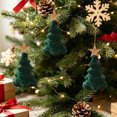 thumbnail image 6 of Flocked Velvet Christmas Tree Ornaments Mini Hanging Xmas Decor with Gold Star, Holiday Party Decoration, Multicolor, 4.33 In, Style B, 6 of 7