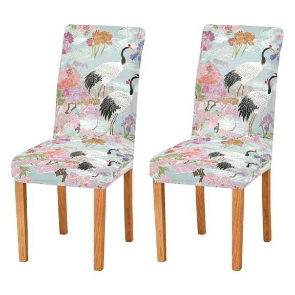 Yayeee 2 Pack Dining Chair Covers Stretch Parson Chairs Slipcovers Seat Protector, Colorful Flowers Blossoms