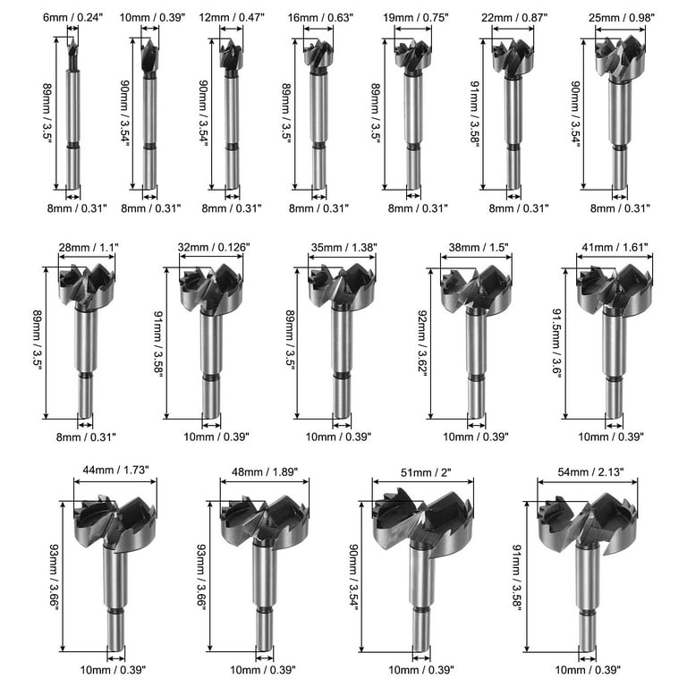 16pcs Forstner Bit Set 6mm 25mm Dia Round Shank Drill Bits for Woodworking