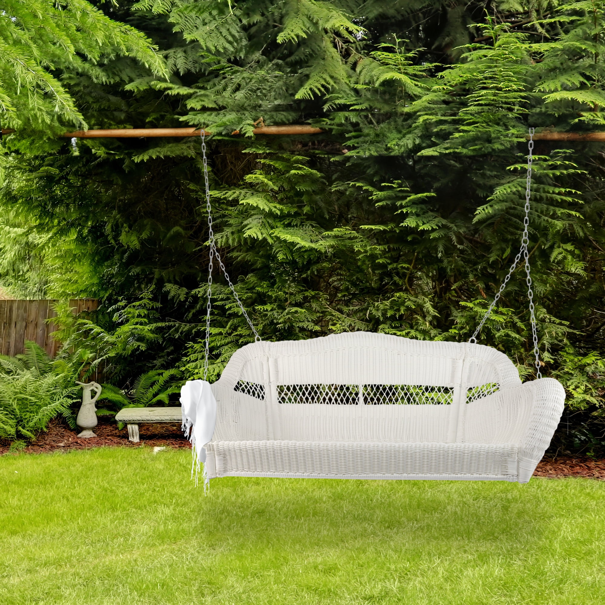 White wicker porch swing sale